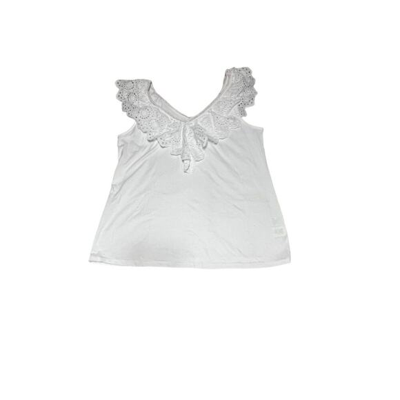 Lilly Pulitzer Plaza Blouse Top Women's Size Medium Eyelet Embroidered Ruffle Co - Picture 8 of 8